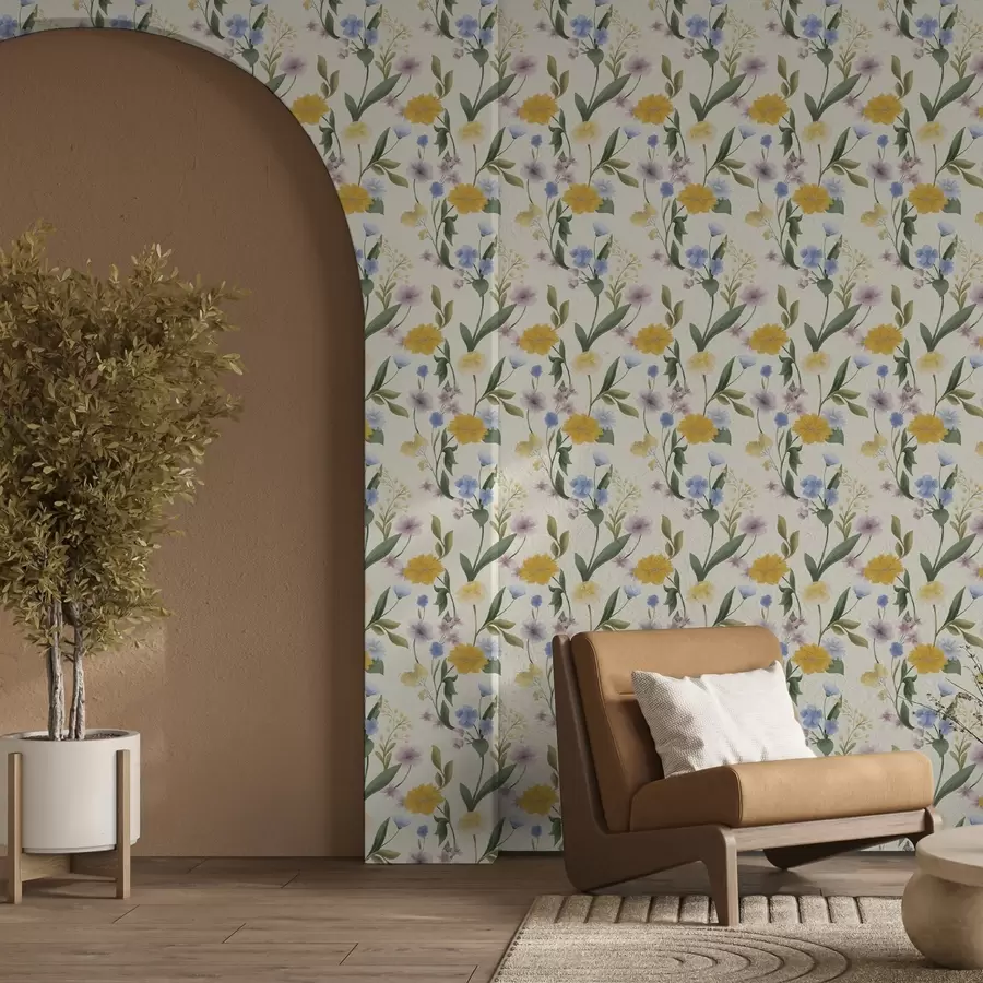 wall murals Нежна мешавина дивљег цвећа у пастелним тоновима a00624