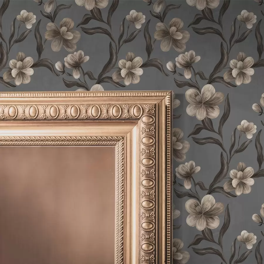 wall murals Беж цвеће на графитно-сивој позадини a00626v4