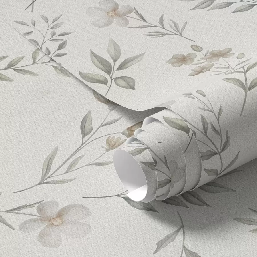 wall murals Мале акварелне гранчице и цвеће на светлој позадини a00665