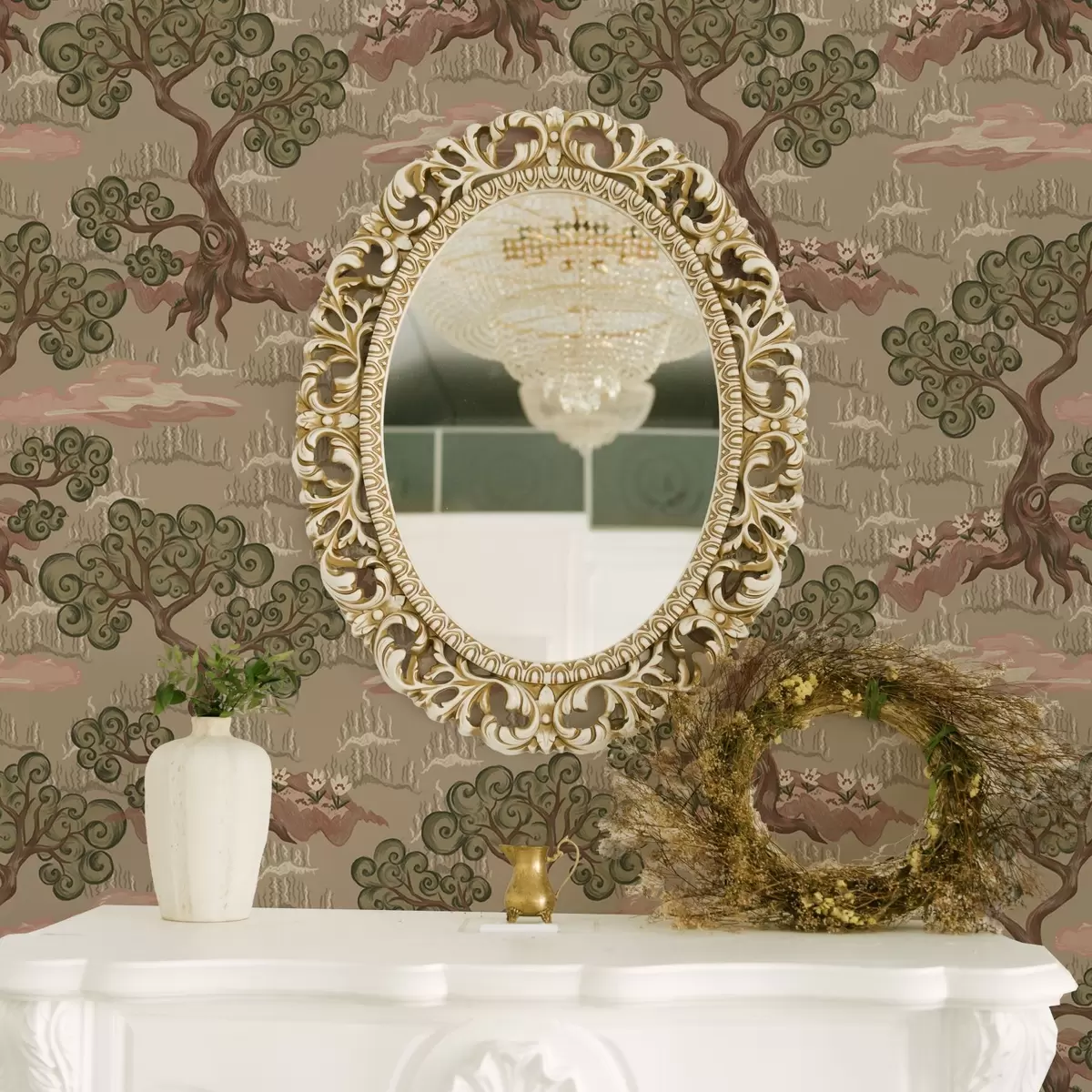 Позадина Источни пејзаж са хировитим дрвећем на пешчаној позадини a00715