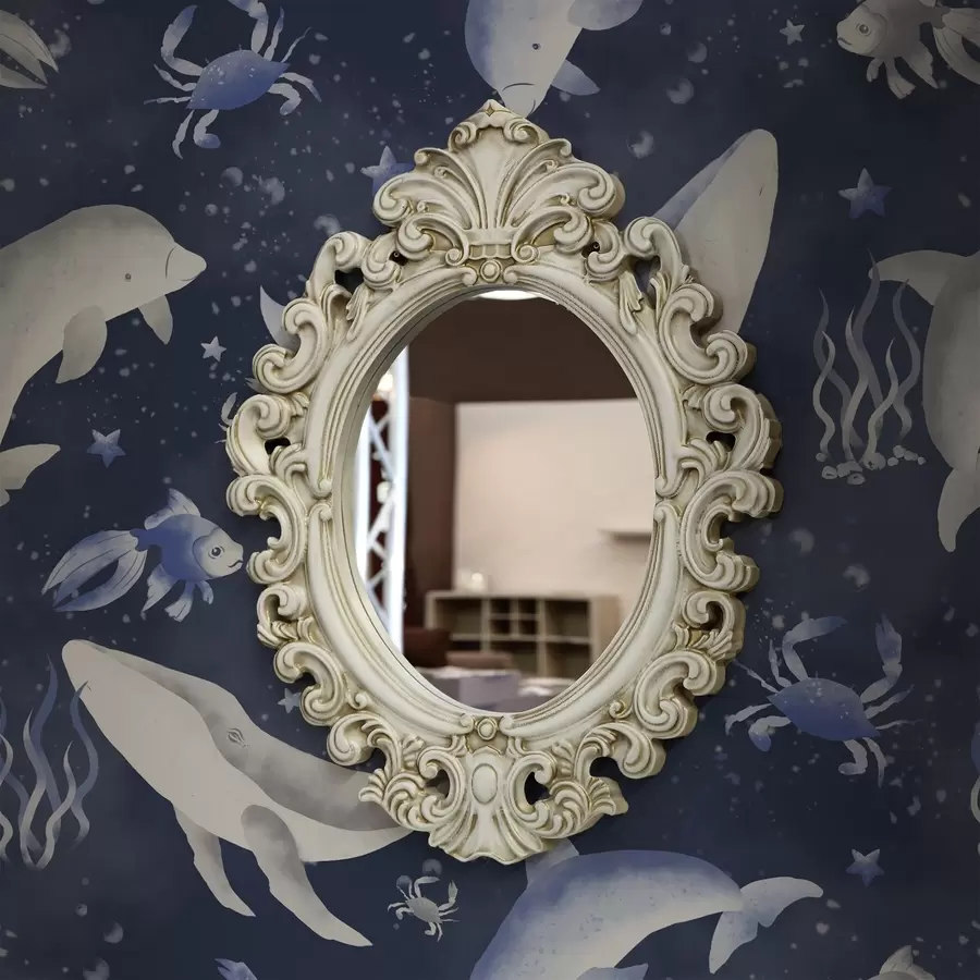 wall murals Морски китови, делфини и ракови на тамноплавој позадини a00720