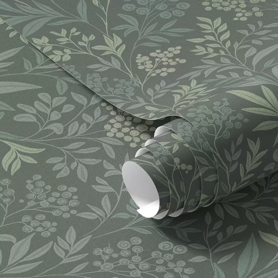 wall murals Смарагдне траве и бобице, фини ботанички узорак a00740