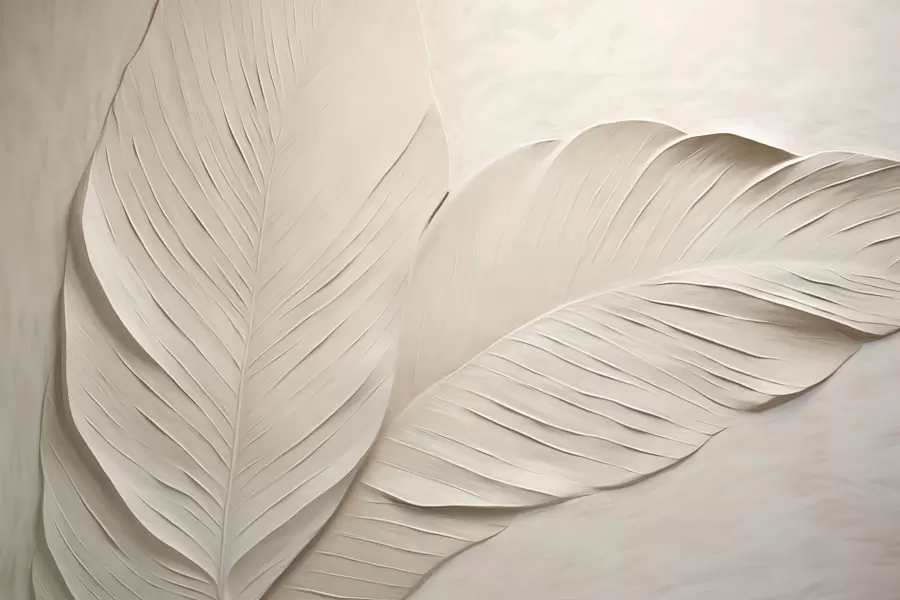 wall murals Рељефни беж листови са меким сенкама w04614