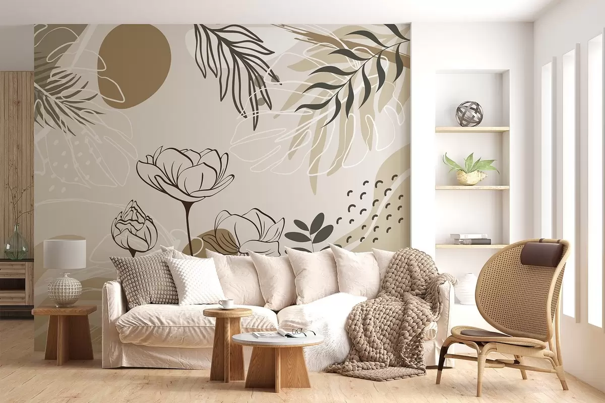 wall murals Апстрактно цвеће и лишће w04662