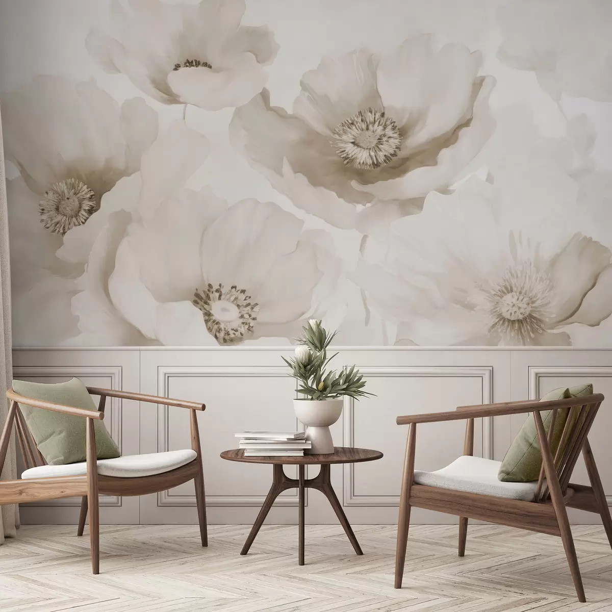 wall murals Макови у нијансама беж w04656v1