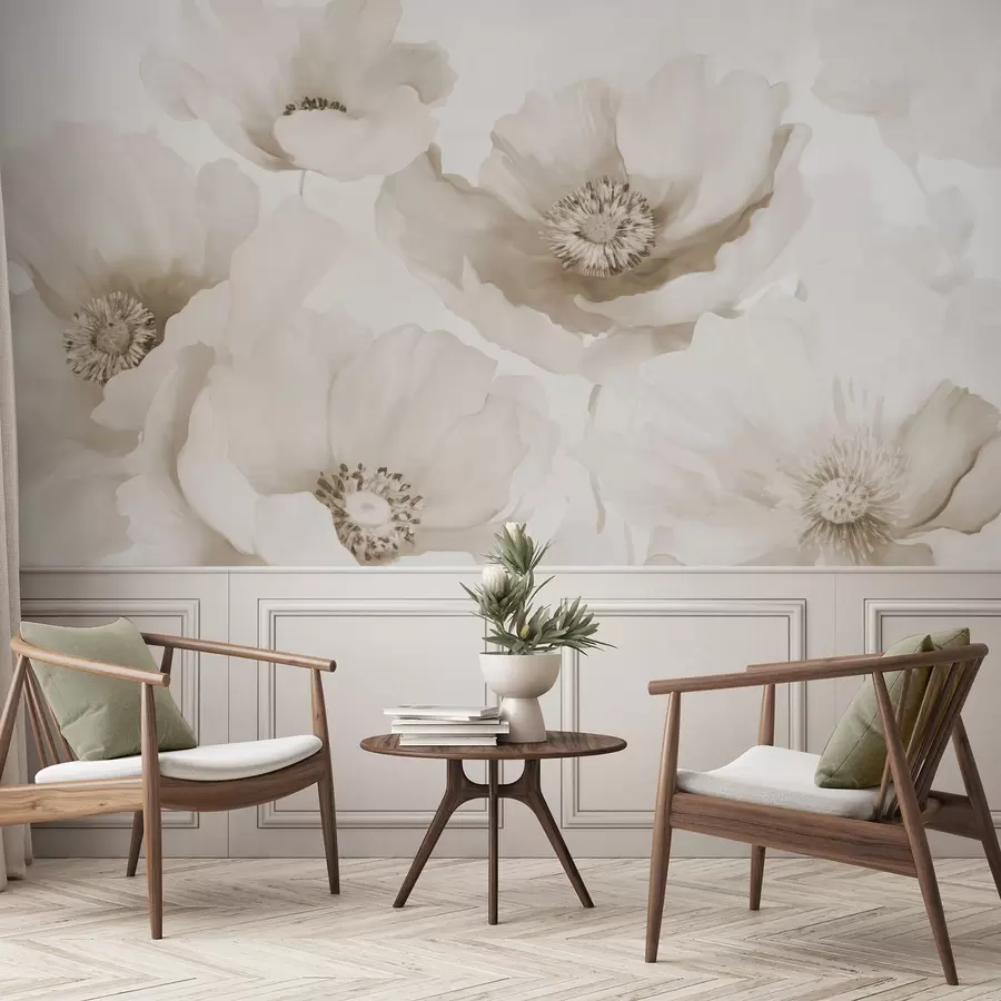 wall murals Макови у нијансама беж w04656v1