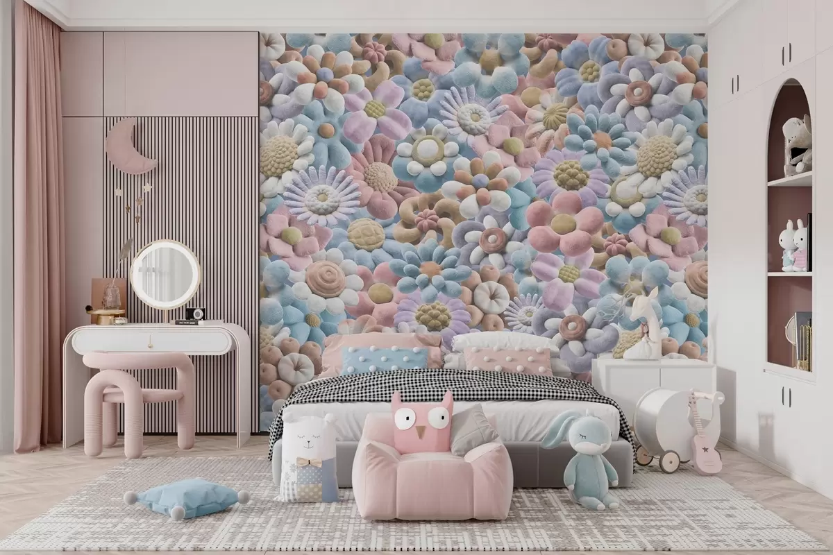 wall murals пахуљасто цвеће у пастелним бојама w04626v1