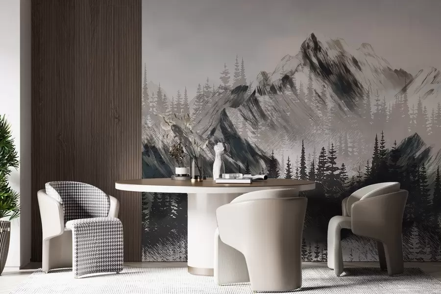 wall murals Планине и четинарска шума w04666
