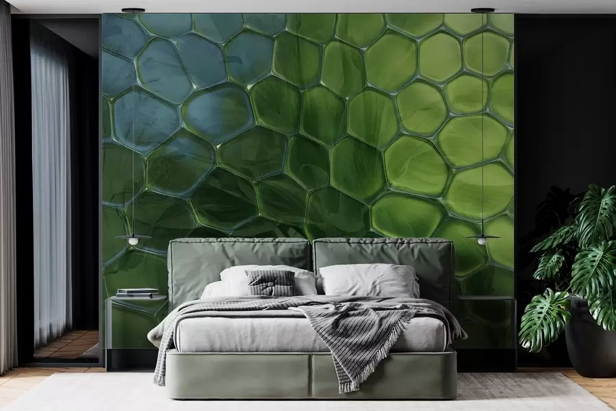 wall murals Лишће кроз стаклено саће w04667