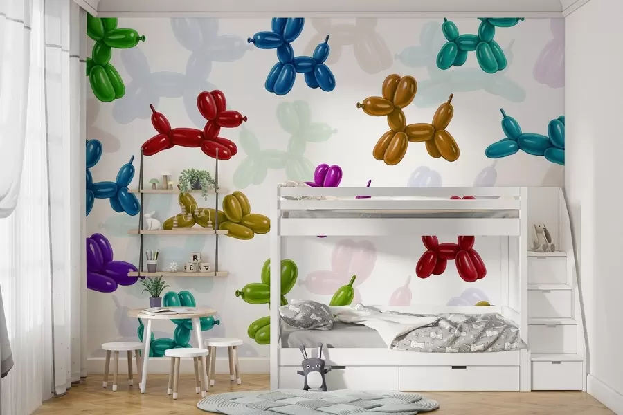 wall murals Осликани пси направљени од лоптица w04676