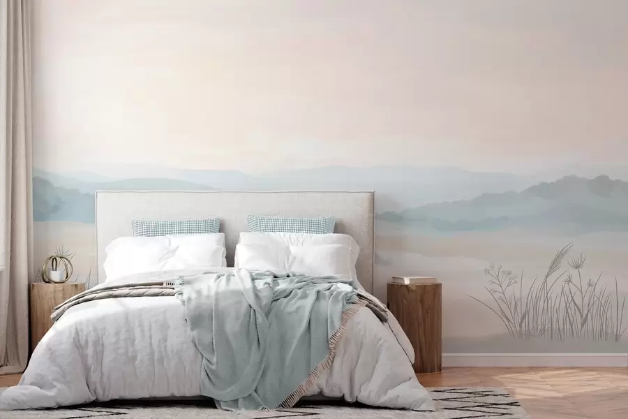 wall murals лагани минималистички пејзаж у стилу сликарства w04624