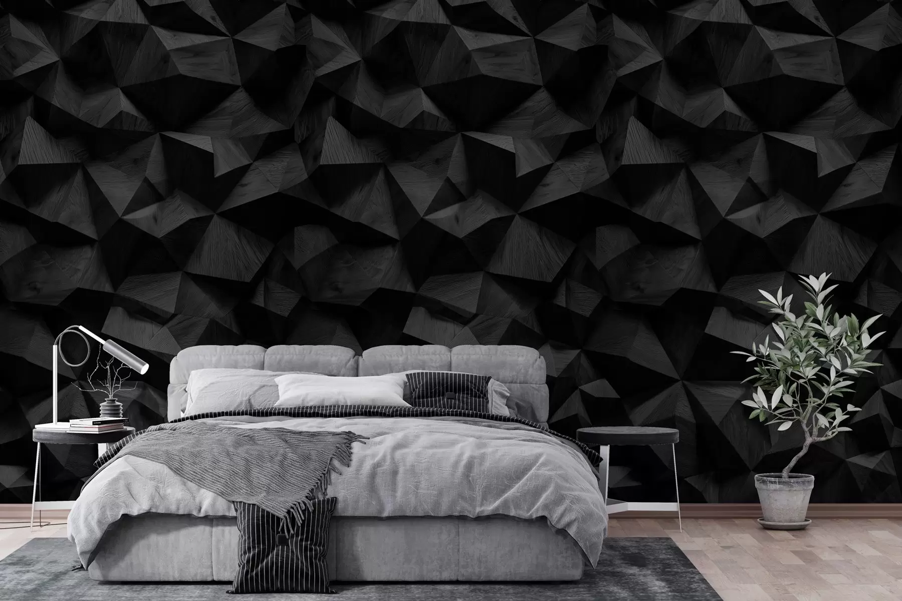 wall murals имитација угаоног рељефног зида од тамног дрвета w04632v1