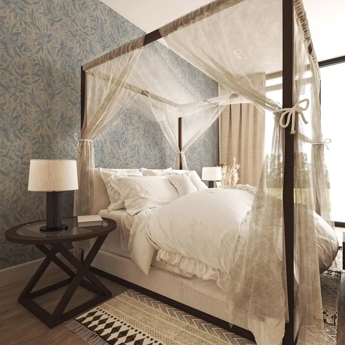 Позадина Плави линеарни цветни узорак на топлој беж боји a00630v2