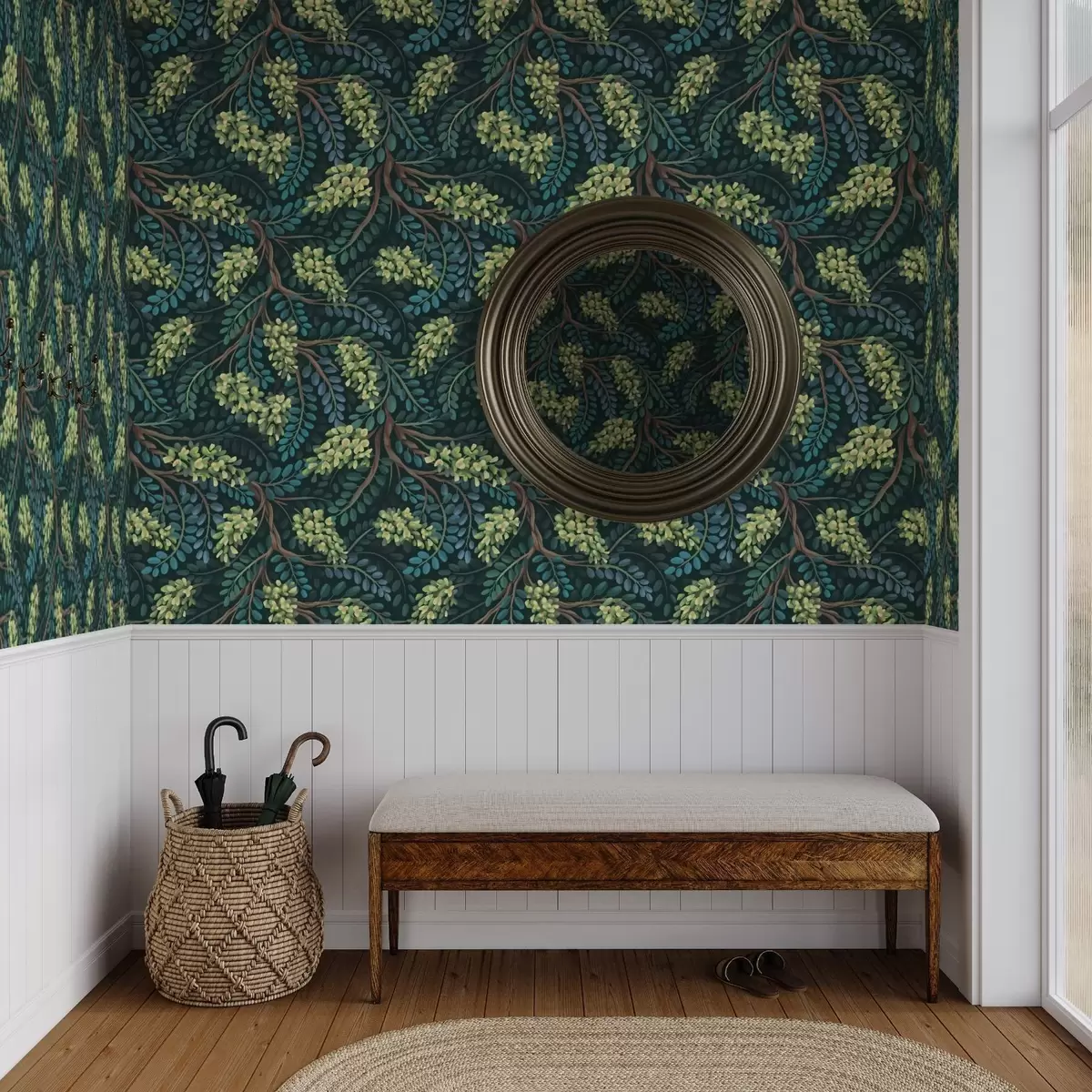 Позадина Гране са зеленкастим цватовима на тамној позадини a00786