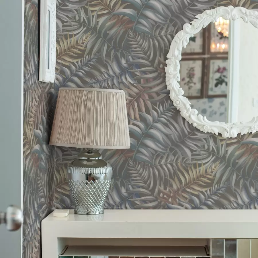 wall murals Слојевито палмино лишће у пригушеним тоновима a00789