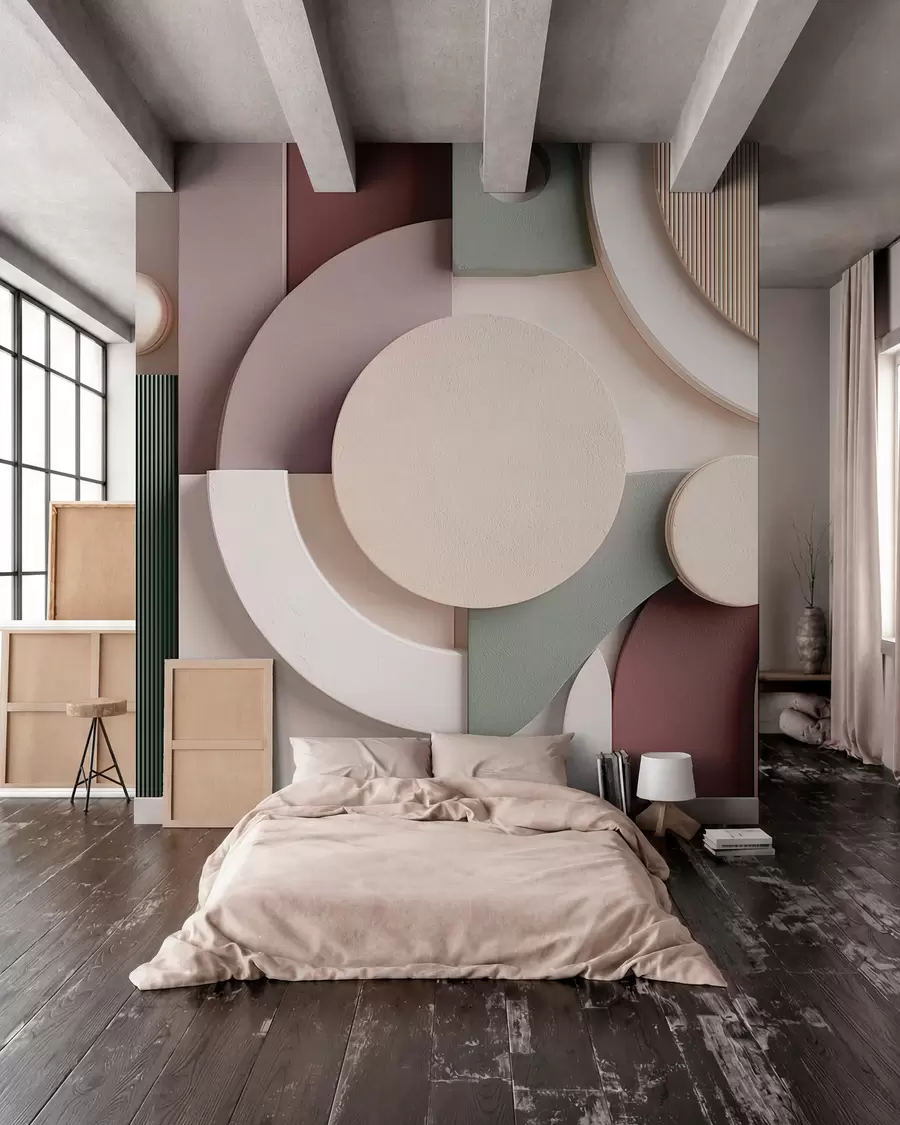 wall murals Модерна волуметријска апстракција у меким нијансама w09441
