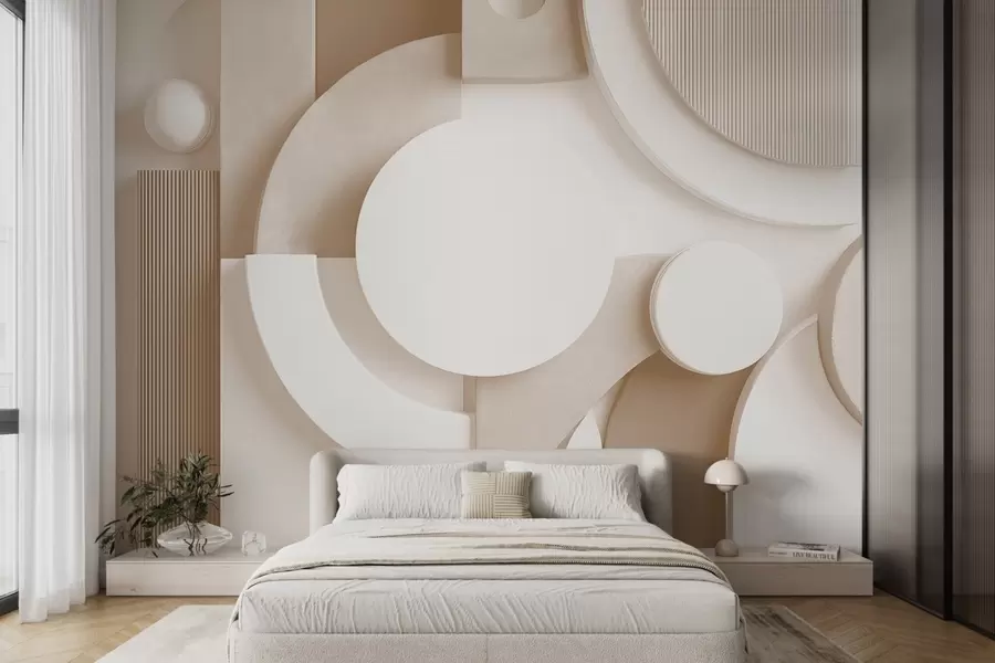 wall murals Модерна волуметријска апстракција у беж нијансама w09441v1