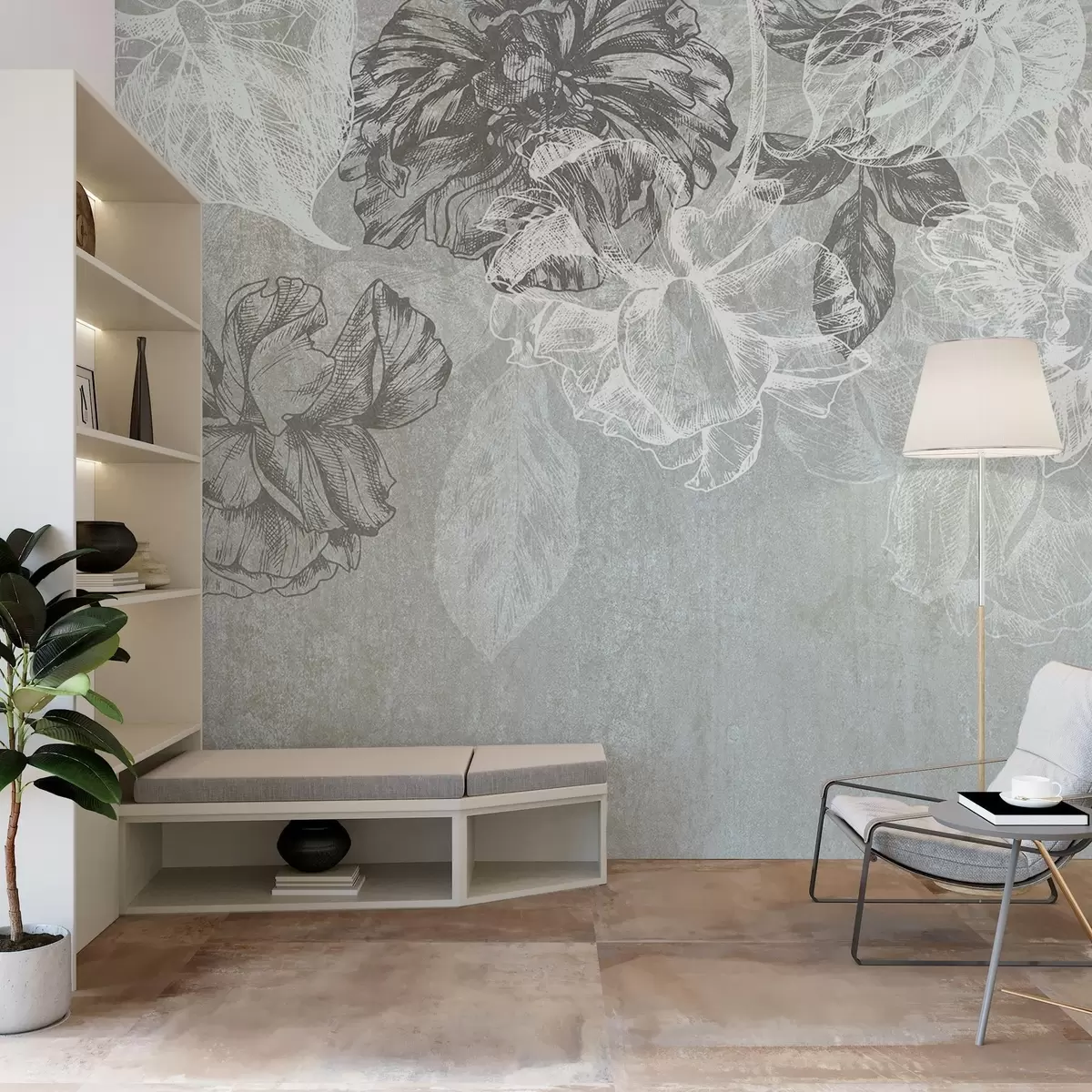 wall murals Висеће контурно цвеће w04665