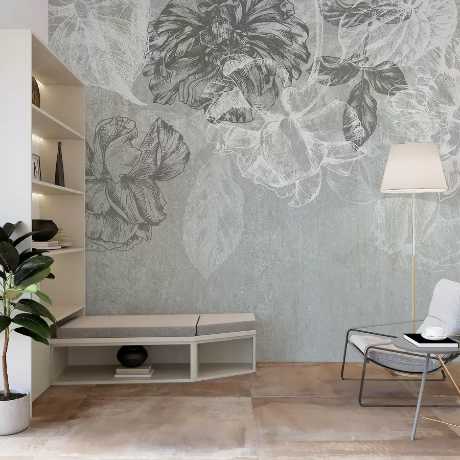 wall murals Висеће контурно цвеће w04665