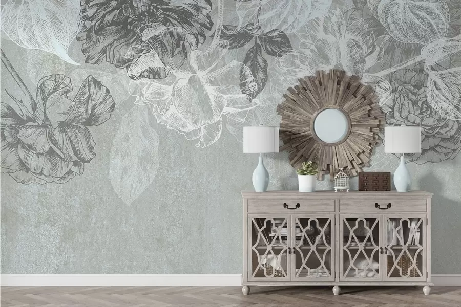 wall murals Висеће контурно цвеће w04665