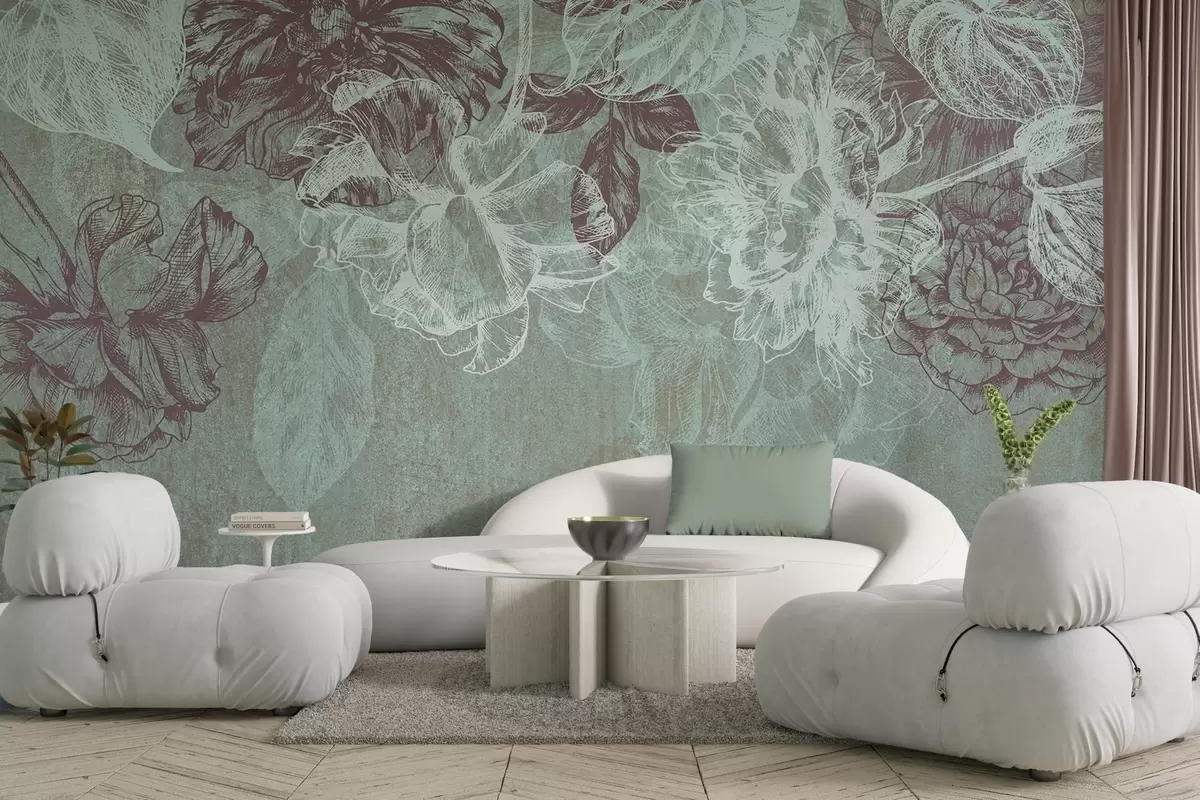 wall murals Висеће контурно цвеће w04665v1