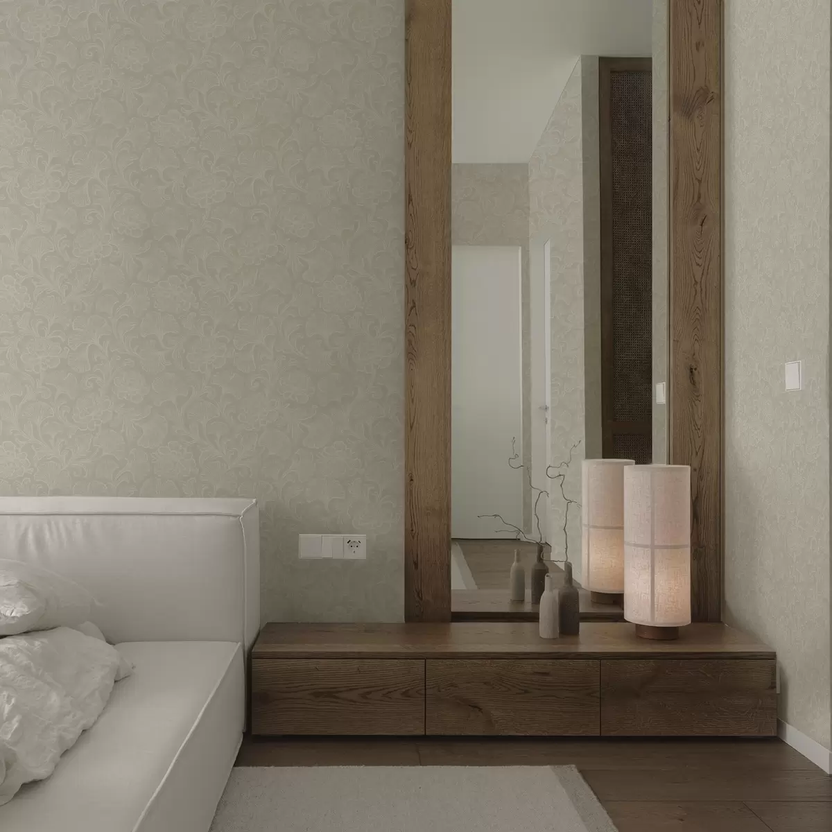 Позадина Светли узорак са гинкгом и божурима a00700