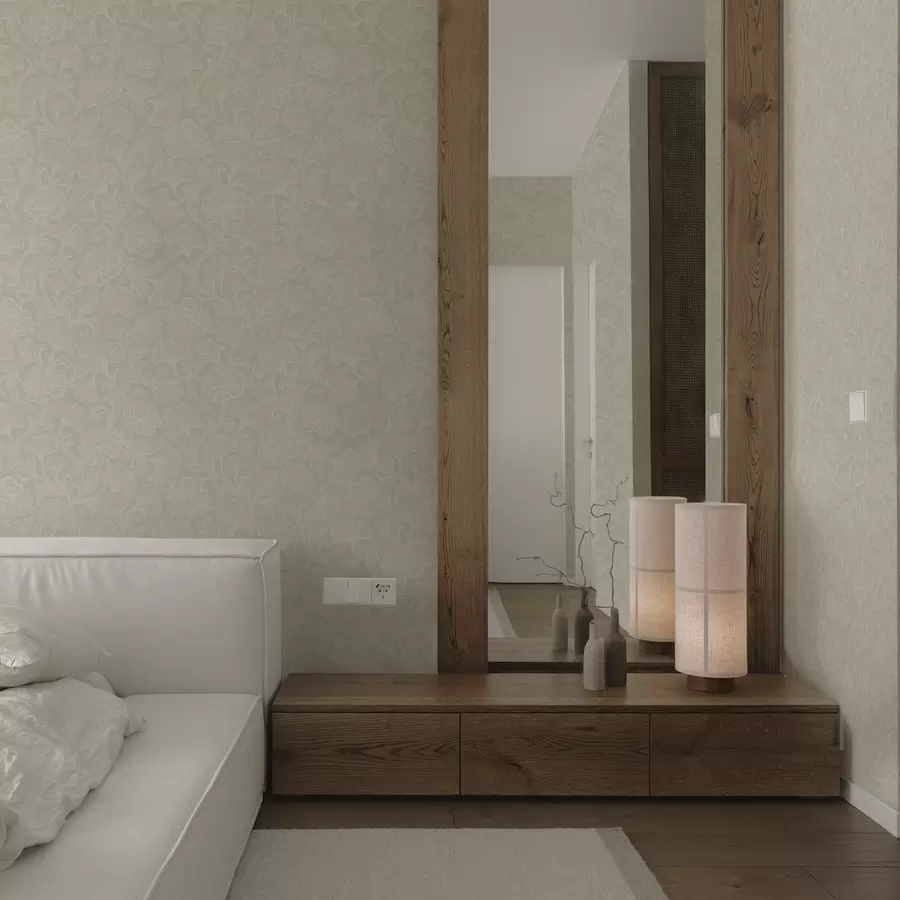 wall murals Светли узорак са гинкгом и божурима a00700