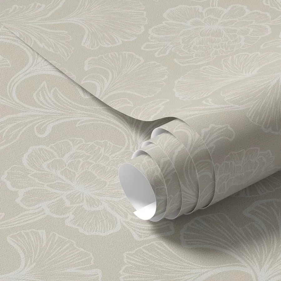 wall murals Светли узорак са гинкгом и божурима a00700