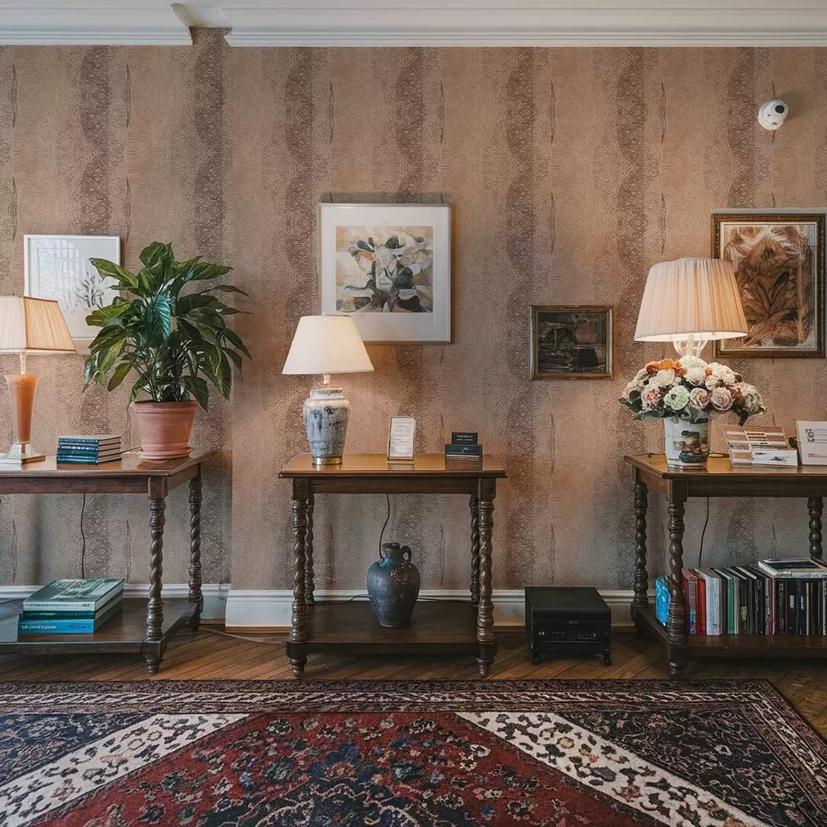 Позадина Таласасти геометријски узорак у светло беж-смеђој палети a00804