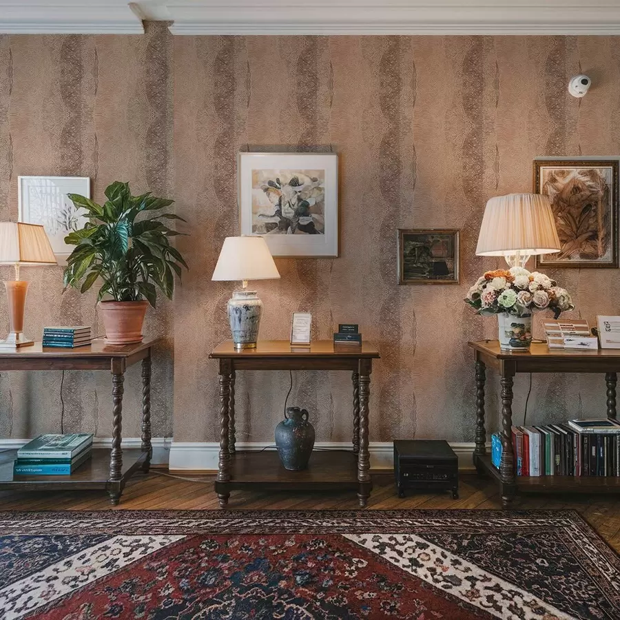 wall murals Таласасти геометријски узорак у светло беж-смеђој палети a00804