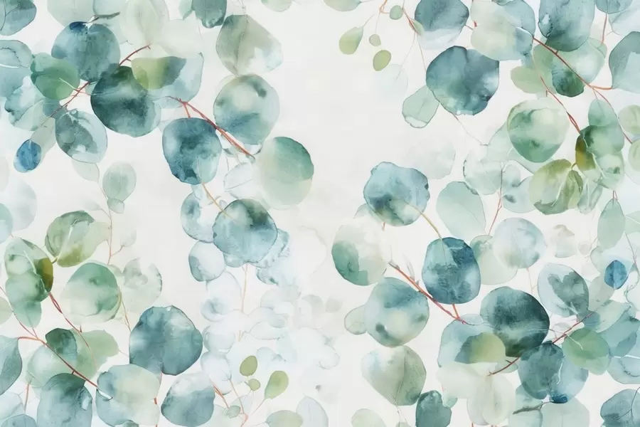 wall murals Акварел са листовима еукалиптуса w04690