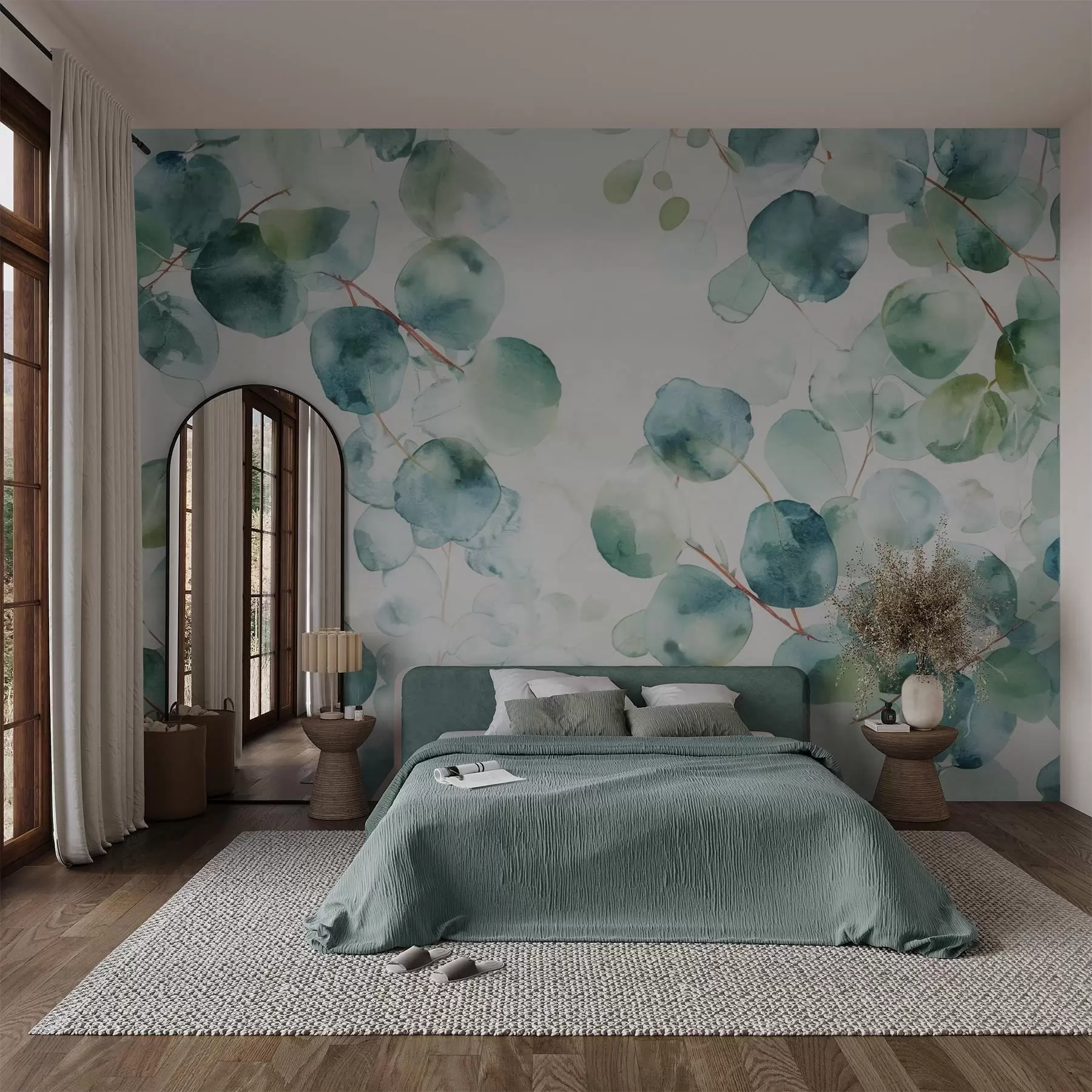 wall murals Акварел са листовима еукалиптуса w04690