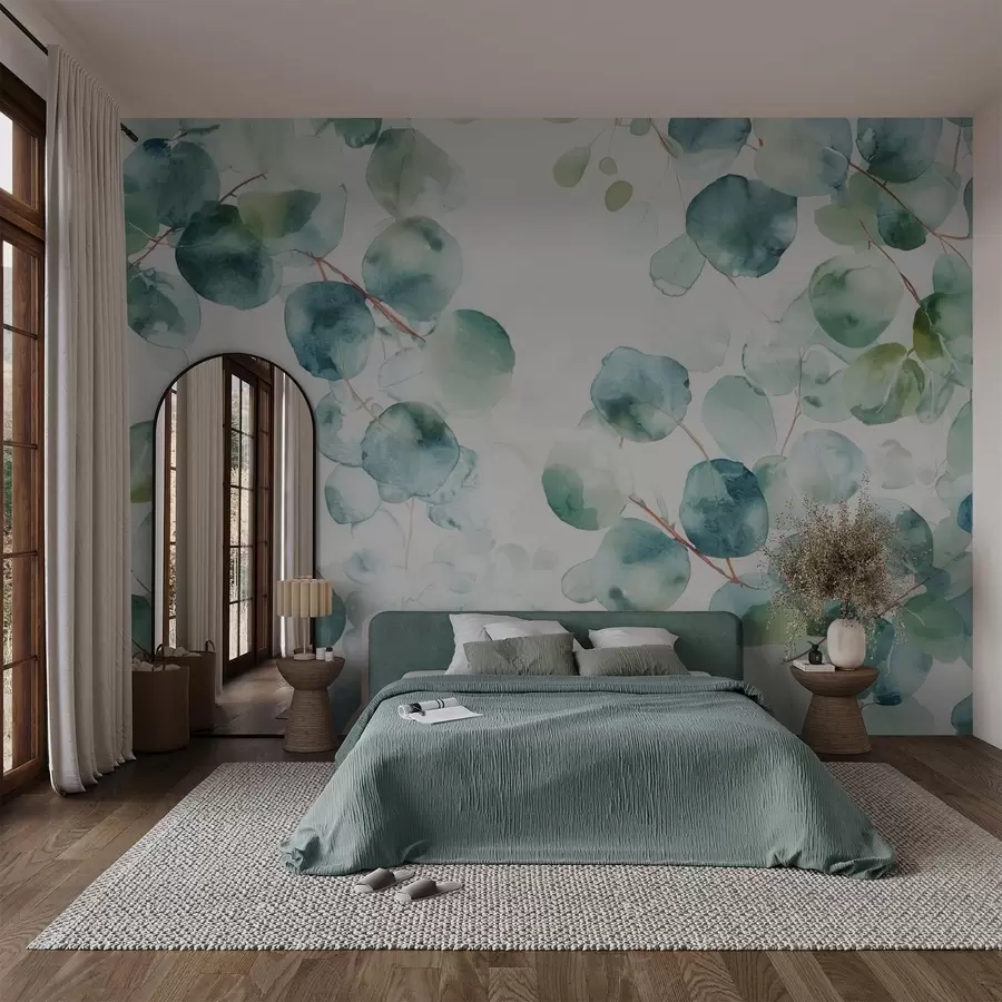 wall murals Акварел са листовима еукалиптуса w04690