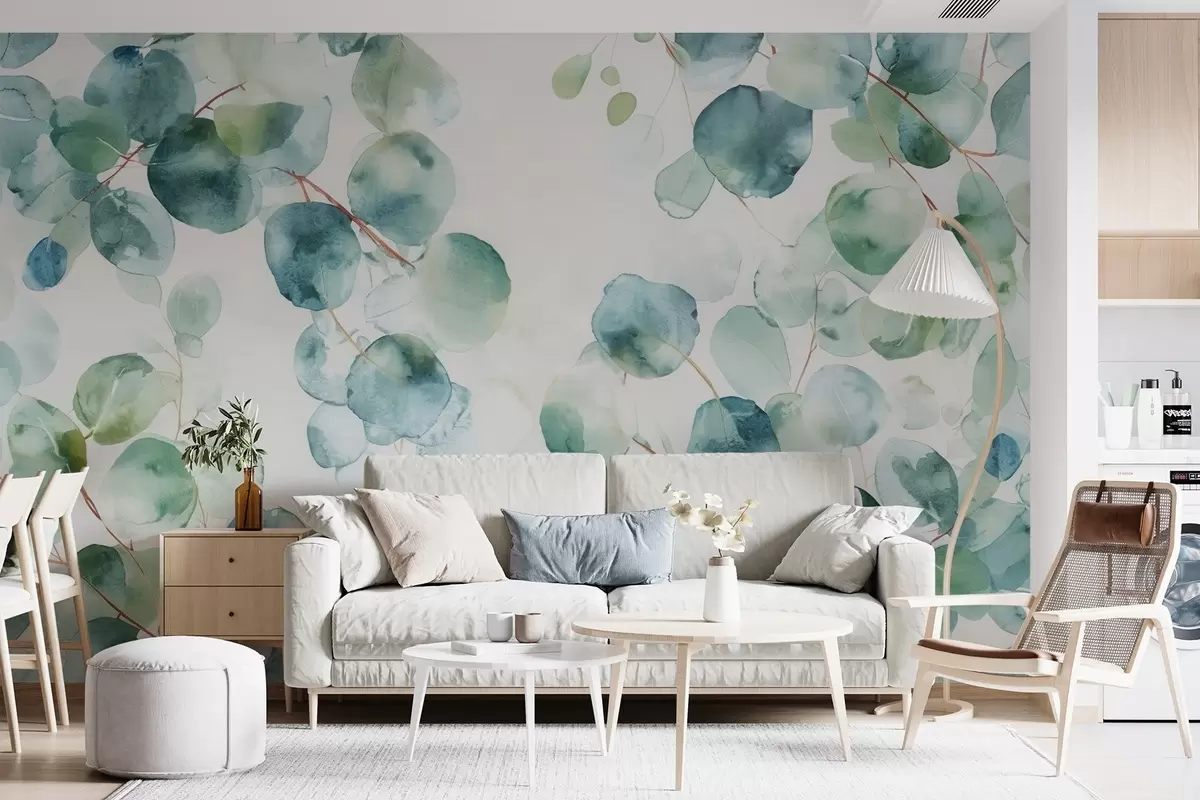 wall murals Акварел са листовима еукалиптуса w04690