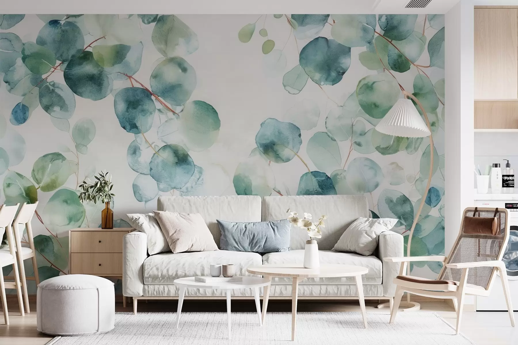 wall murals Акварел са листовима еукалиптуса w04690