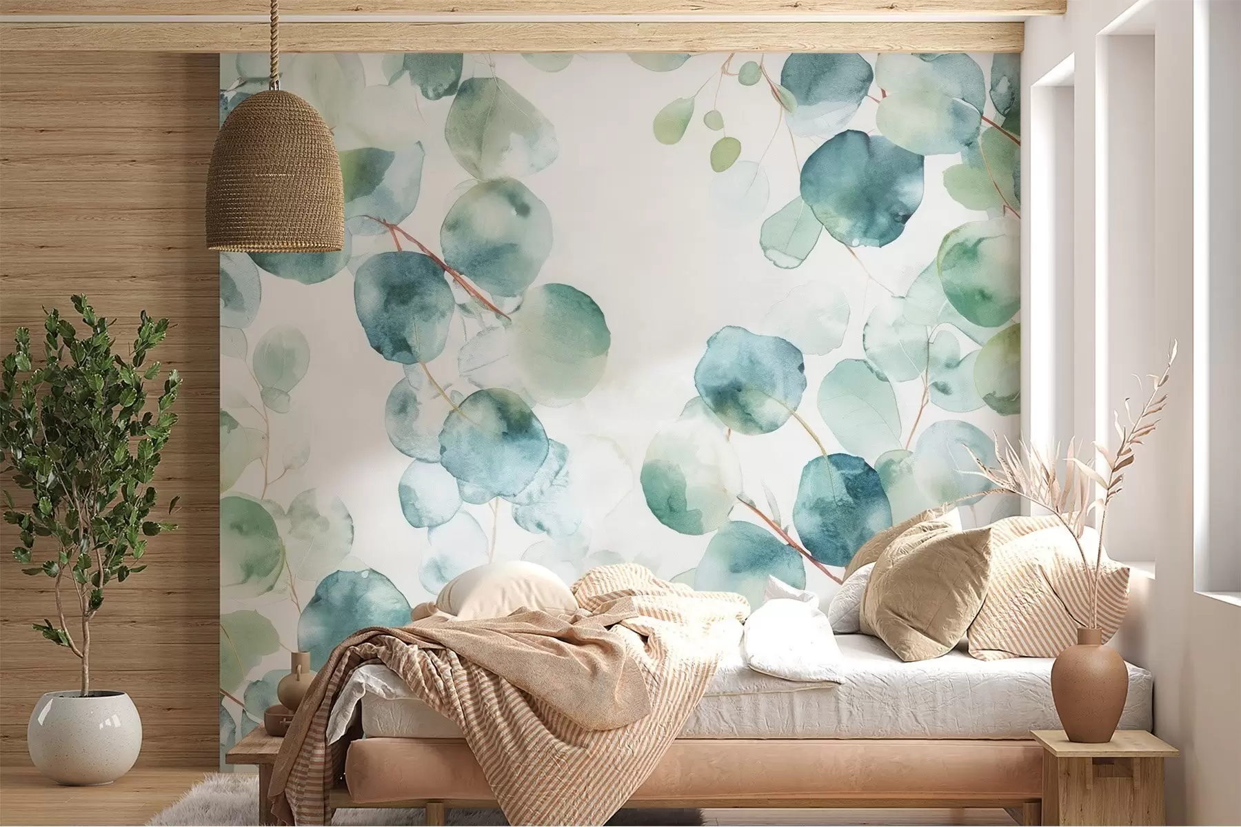 wall murals Акварел са листовима еукалиптуса w04690