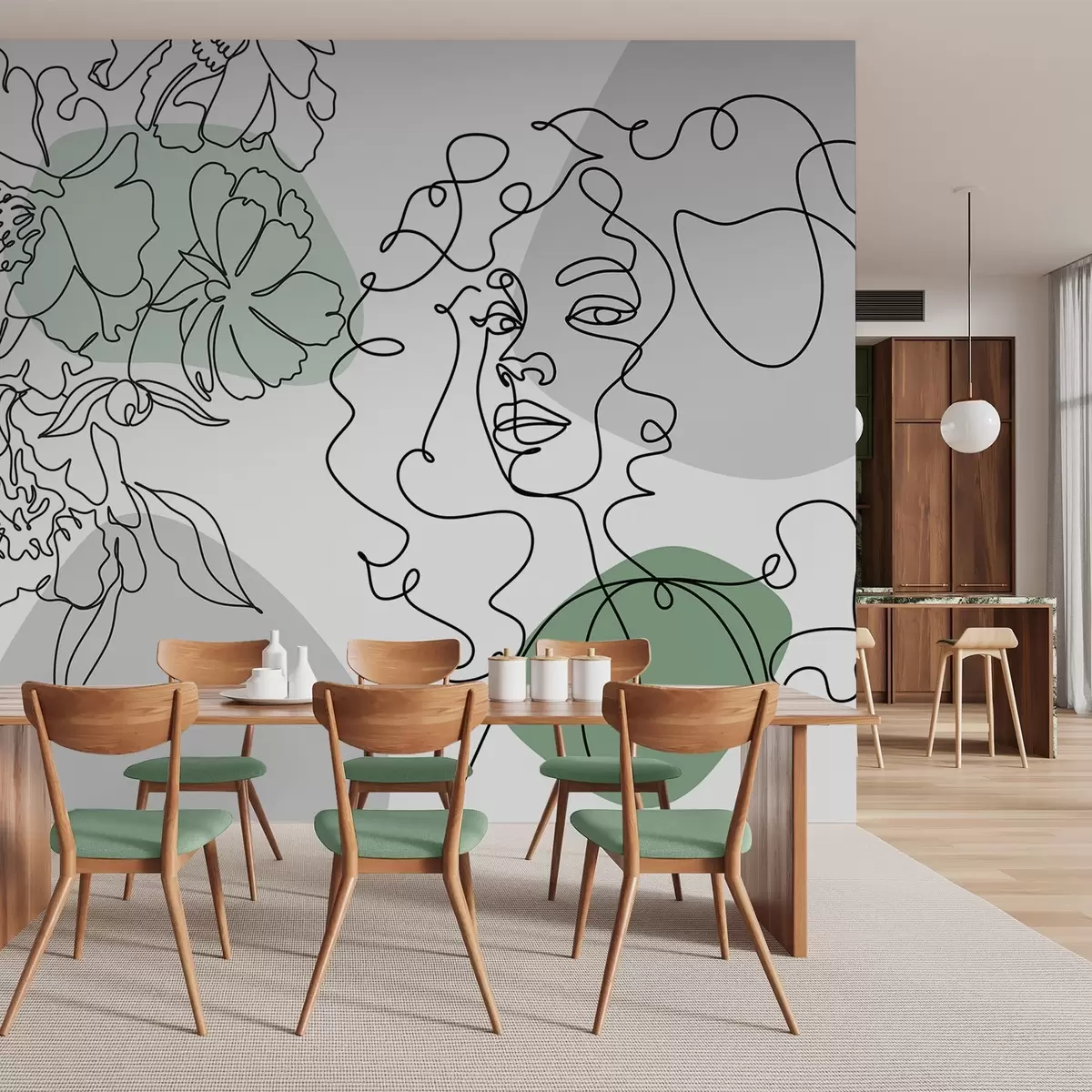 wall murals Девојка у редовима w04724v1