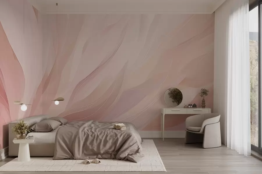 wall murals Апстрактни меки потези у пастелним ружичастим и бресквастим тоновима w04731
