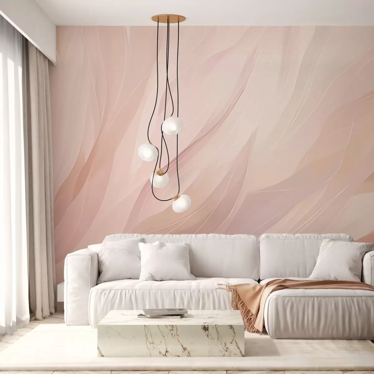 wall murals Апстрактни меки потези у пастелним ружичастим и бресквастим тоновима w04731