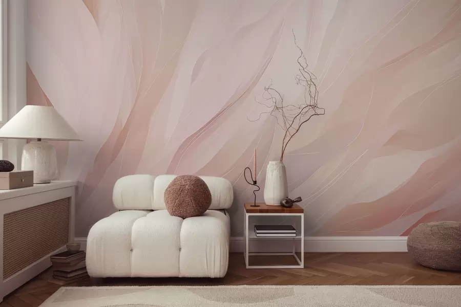 wall murals Апстрактни меки потези у пастелним ружичастим и бресквастим тоновима w04731