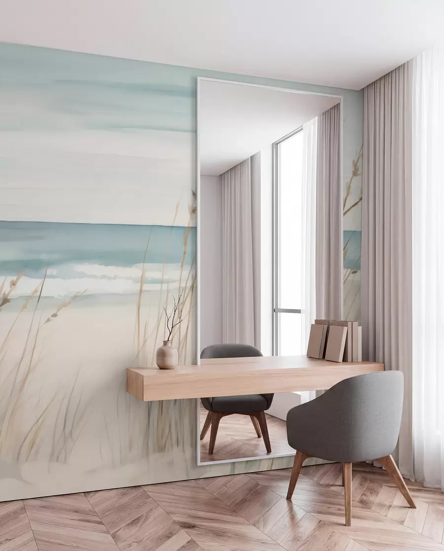 wall murals Меке траве поред мора w04737
