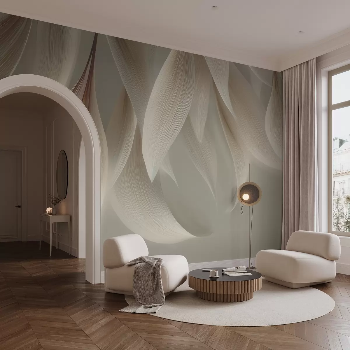 wall murals Висеће лишће са стилизованим обрисом w04706