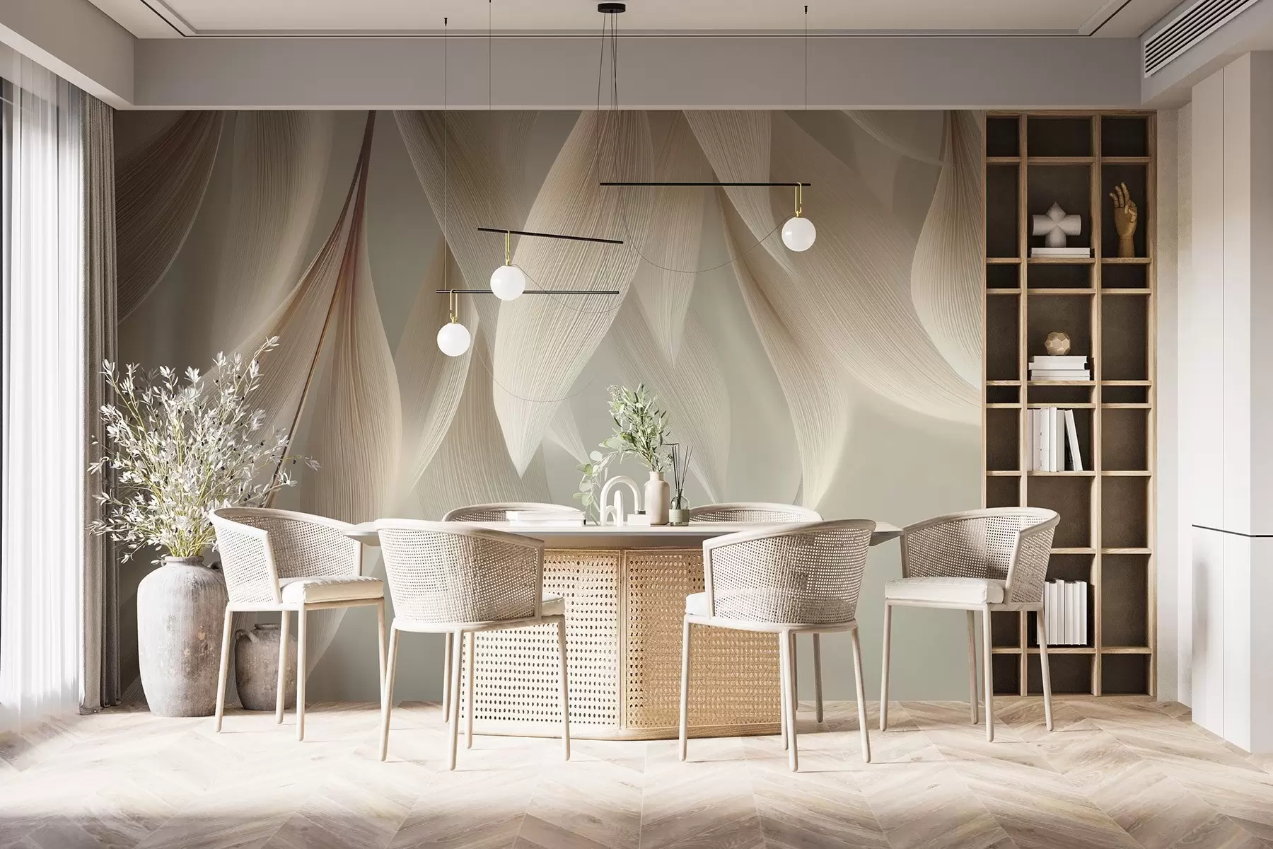 wall murals Висеће лишће са стилизованим обрисом w04706