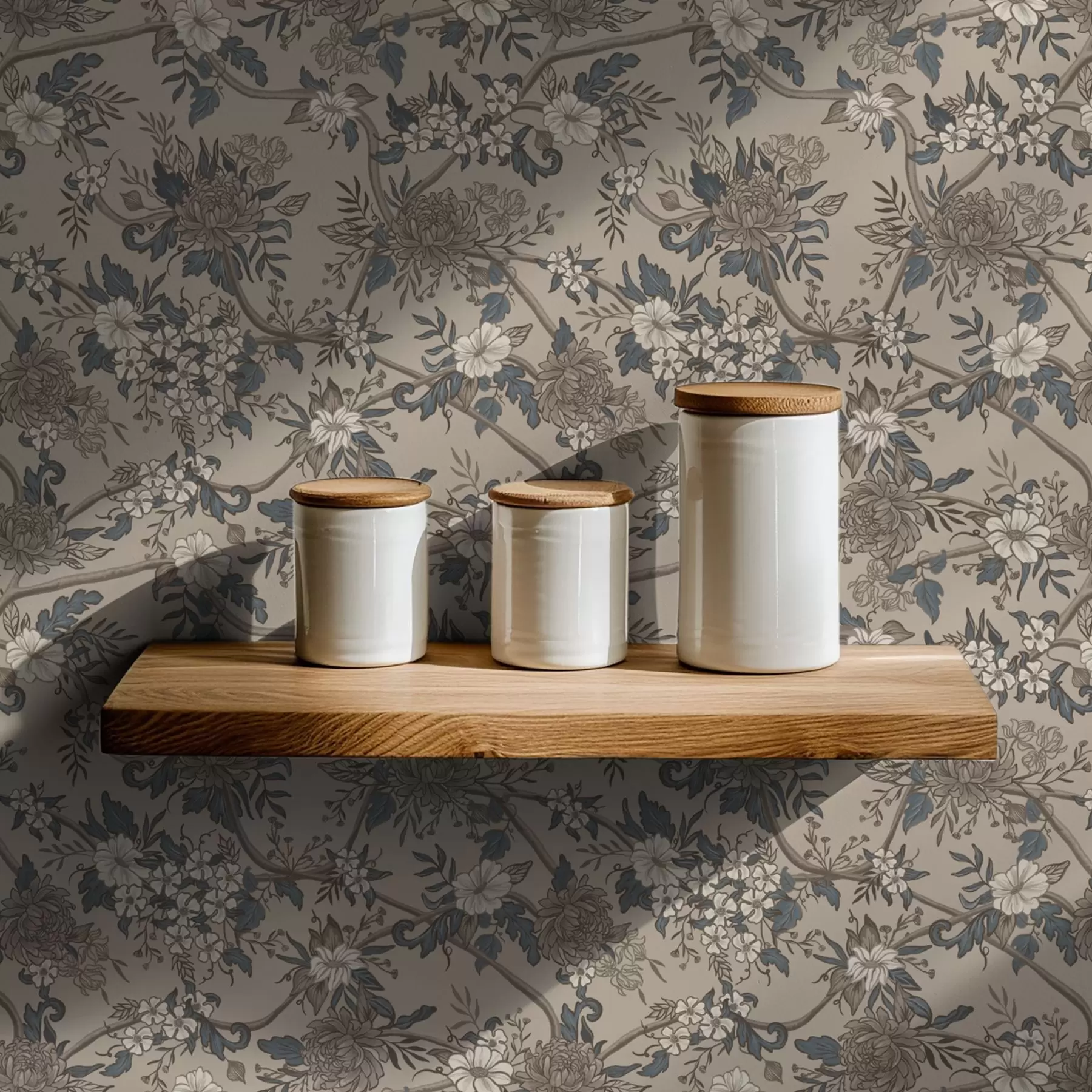 wall murals Велико цвеће са шареним листовима на топлој беж позадини a00649