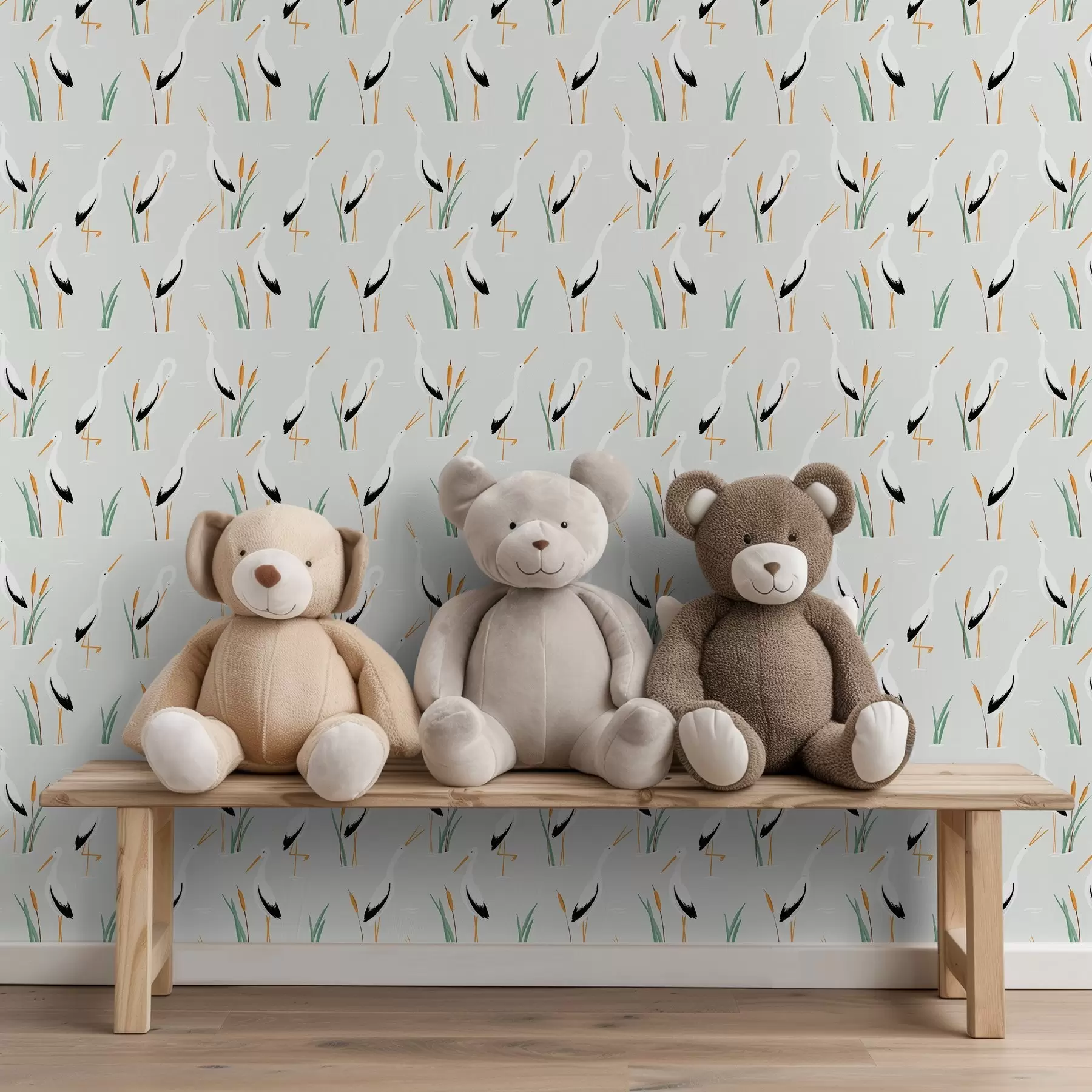 wall murals Чапље међу трском на светлој позадини a00650v2