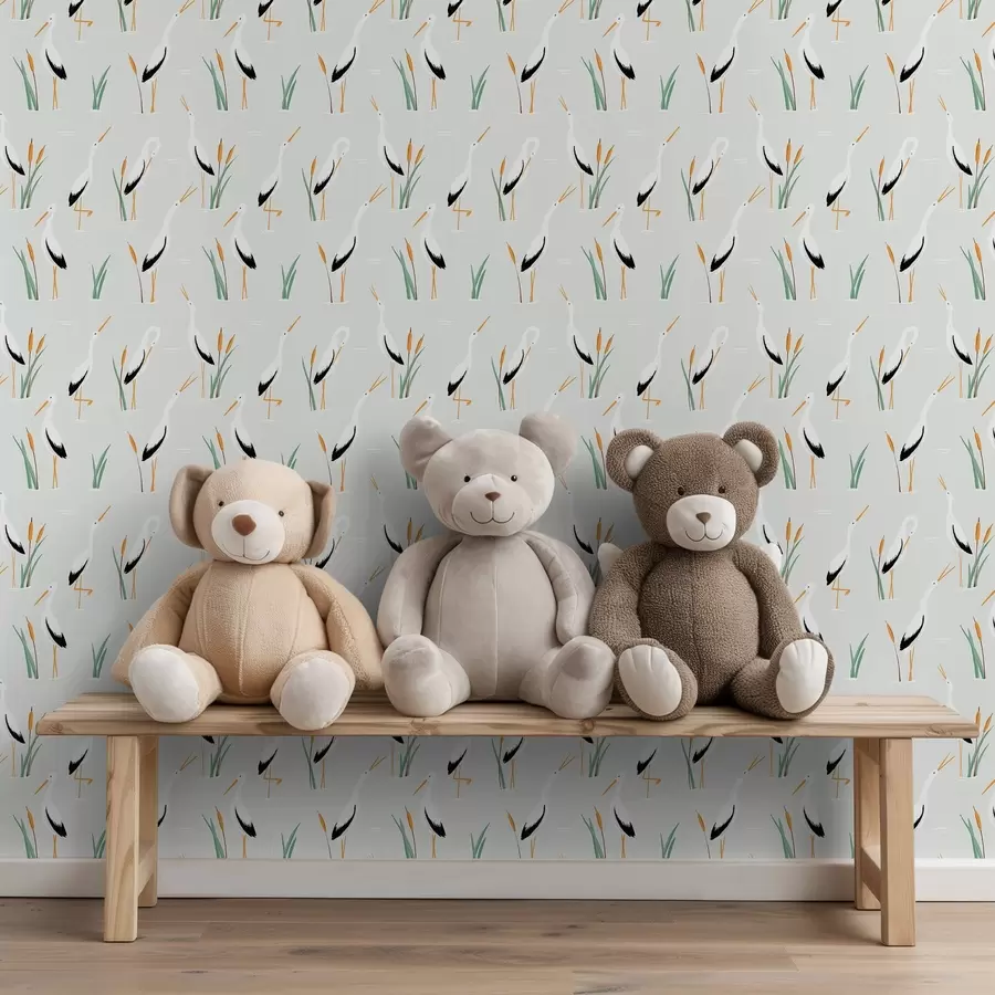 wall murals Чапље међу трском на светлој позадини a00650v2