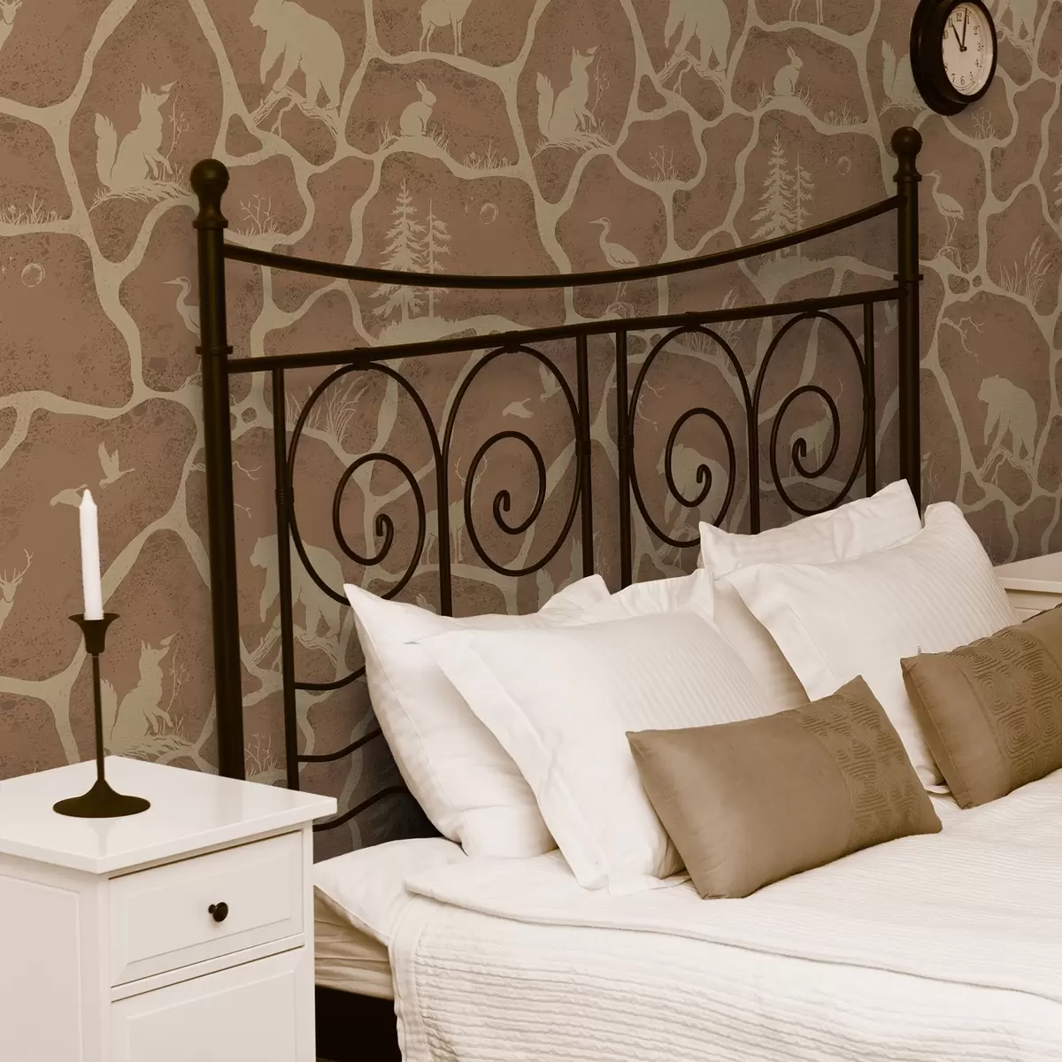 Позадина Силуете животиња и дрвећа у природном пејзажу са каменом текстуром a00727