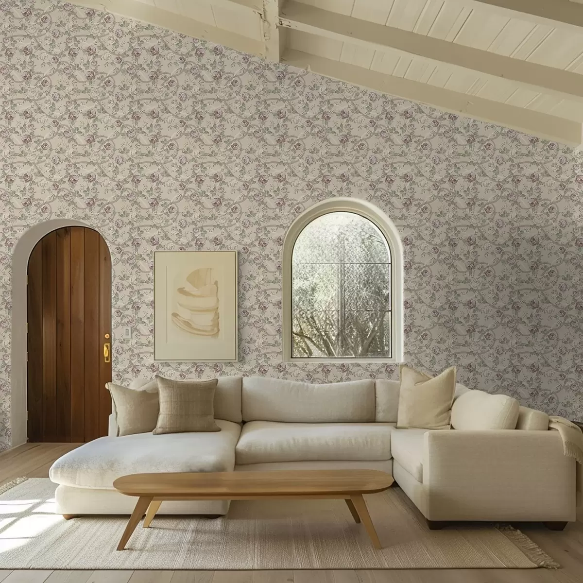 Позадина Руже са зеленим листовима на топлој беж бази a00729