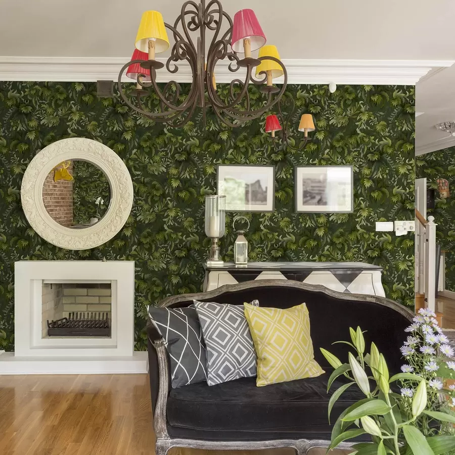 wall murals Густо зелено лишће на тамнозеленој позадини a00805