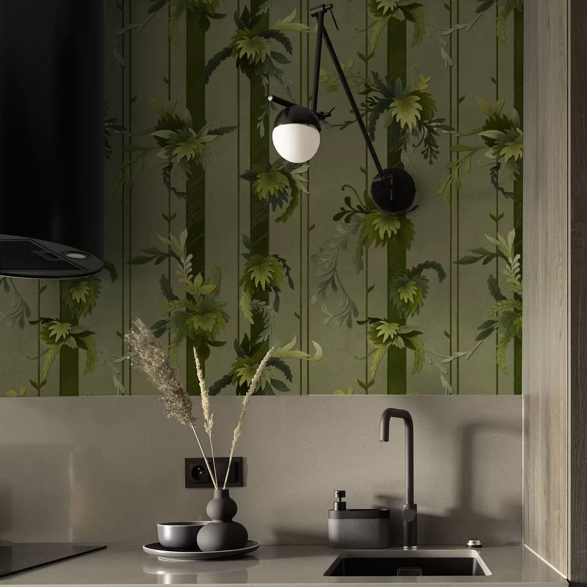 Позадина Листови и гроздови винове лозе у светлозеленим акварел тоновима a00807